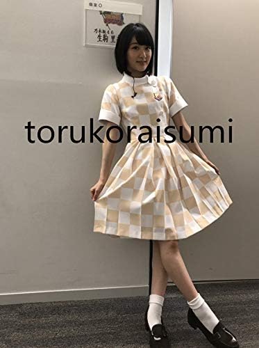 Amazon 乃木坂46 18thシングル 逃げ水 1番目 ワンピース 井上小百合制服衣装 ホワイト チェック柄コスプレ衣装 コスプレ 仮装 通販