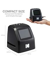 KODAK Mini Digital Film & Slide Scanner   Convierte 1.378 in, 126, 110, Super 0.315 & 0.315 in Film Negatives & Slides a 22 Megapixel JPEG Images   Incluye   2.4 LCD Screen   Easy Load Film Adaptors