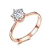 SPILOVE Serend 18k Rose Gold Plated 1 Carat Round Cubic Zirconia Solitaire Wedding Engagement Band Rings, Size 8
