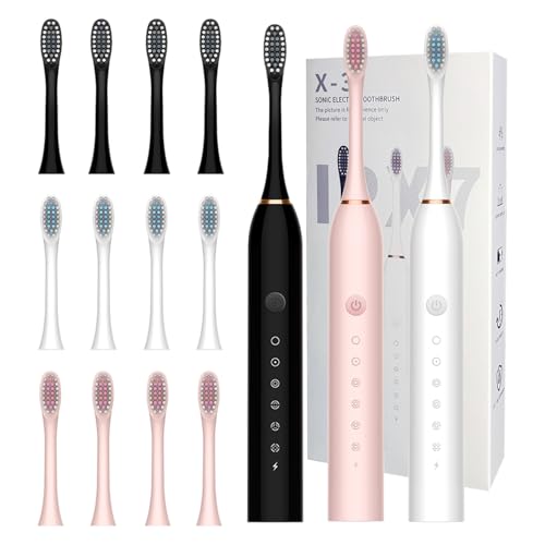 Photo 1 of *INCOMPLETE** MSETGRD 3 Pack Electric Toothbrush for Adults,6 Mode Rechargeable Electric Toothbrushes with 12 Replacement Brush Head, Fast Charge 2 Min and 30s Timer for Travel Business