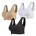 Lemef 3-Pack Seamless Sports Bra Wirefree Yoga Bra with Removable Pads for Women (Large, Black&White&Nude)