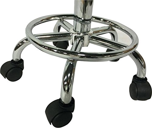 Black Hydraulic Multi-purpose Adjustable Rolling Stool w/Foot Rest for Massage Tables, Examination Tables, Office, Medical and Home