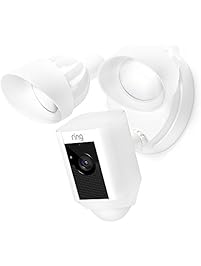 Ring Floodlight Camera Motion-Activated HD Security Cam Two-Way Talk and Siren Alarm, White