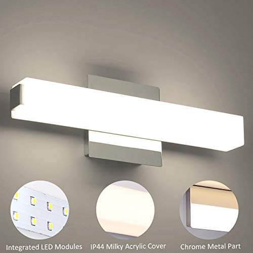 ECOBRT 16 inch Long LED Bathroom Vanity Light Fixtures Indoor Lighting Up Mirrors Front Wall Lights Bar Scones 12Watt Cool White 6000K