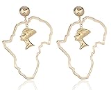 Goldtone Map of Africa with Nefertiti Dangle Earrings