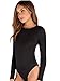 DIDK Women's Sexy Backless Lace Appliques Long Sleeve Bodysuit Black Small