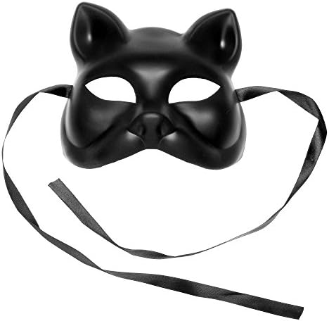 ILOVEMASKS Black Plain Arts and Crafts Cat Venetian Masquerade Party Face Mask