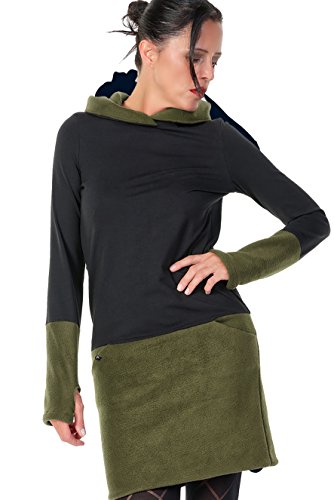 3Elfen-Vestito-Cappuccio-Donna-Casual-con-Pile