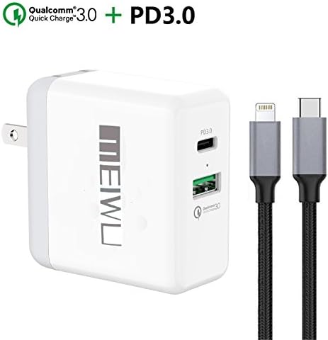 USB Type-C Power Delivery 27.6W USB Wall Charger with Fast Charge Cable for Apple iPhone,iPad,iPod,18W Foldable Plug Quick Charger for Samsung Galaxy S7,Google Pixel 2 XL,Nexus6P,LG G6,Moto Z and more