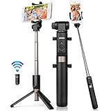 AROVA Selfie Stick Tripod Bluetooth, Extendable Selfie Stick with Wireless Remote & Tripod Stand Compatible with iPhone X/8/8P/7/7P & Galaxy S9/S9 Plus/Note 8/S8/S8 Plus/More, Gift Pouch Included