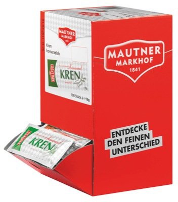 Mautner Markhof Kren, Horseradish, DISPENSER, 100 Packages With Each 18 Grams, Total 1800 Grams