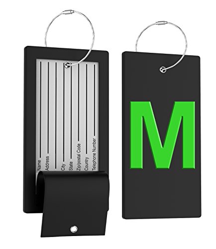 Luggage Tag Initial Bag Tag - Fully Bendable Tag w/ Stainless Steel Loop