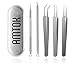 AMTOK Blackhead Remover Kit Curved Blackhead Tweezers Kit Pimple Comedone Extractor Tool Set Treatment for Blemish , Zit Popper (Tweezers Kit 5pcs)