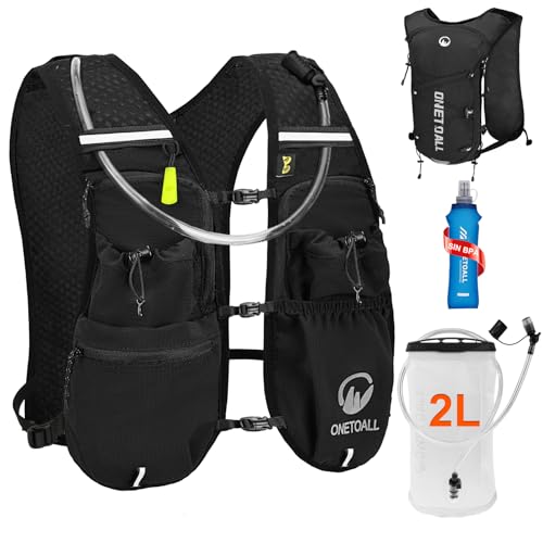 ONETOALL Women's Running Vest with 2L TPU Hydration Bladder/500 ml Water Bottle, Lightweight Hydration Backpack Running Men's 6L, Running Vest Reflective for Jogging, Trail Running, Bicycle, Marathon