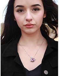 GMMANCE Collar mariposa púrpura amatista rosa colgante mujer collar hecho con cristales Swarovski regalos para ella