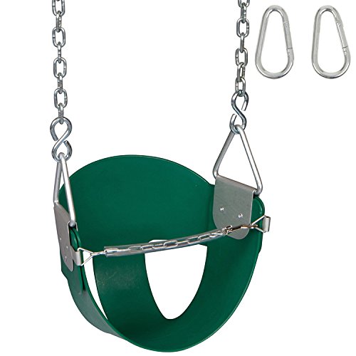 Swing Set Stuff Highback Half Bucket Seat (Green) with Chains and Hooks and SSS Logo Sticker