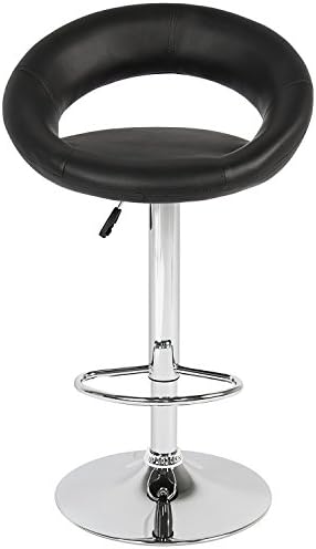 C HENGCHANGCHAIRS Adjustable 1 PC Bar Stool Hydraulic Kitchen Dining Stools Black Color Height Counter Stools with Ergonomic Back (Black 03 Apollo Style)