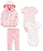 Simple Joys Baby Girl's 4 piece Little Jacket Set Sleepwear, Pink Kitty, 3-6 Months