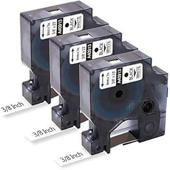 Freshworld Compatible Labeling Tape Replacement for Dymo Labels Tape 40913, Black on White Ink Refill,3/8 Inch（9mm）x 23 Ft(7m),Work with Dymo LabelManager PnP 260P 210D 280 420 160 Label Maker, 3Pack