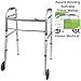 Vaunn Medical Two Button Folding Walker with Wheels, Adjustable Height and Detachable Legs