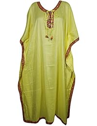 Mogul Womens Caftan Rayon Tie Neck Stylish Kimono Kaftan Evening House Dress