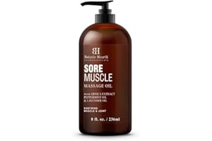 Botanic Hearth Sore Muscle Massage Oil | with Arnica Montana Extract and Essential Oils | Warming and Relaxing | Soothes Tired Sore Muscles and Joints, 8 Fl Oz