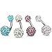 ORAZIO 14G 316L Stainless Steel Belly Button Ring,4Pcs Belly Button Rings Internally Threaded Round Nipple Barbell Studs Navel Ring,Multicolor Round CZ Belly Rings for Women Body Piercing Jewelry