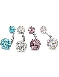 ORAZIO - Piercing para ombligo de acero inoxidable de 0.49 oz, 4   8 unidades