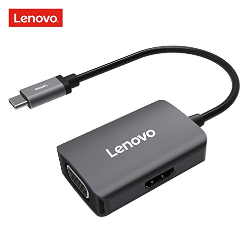 Lenovo USB C to HDMI VGA Adapter, USB Type C to 4K HDMI 1080P VGA Converter, Compatible for 2016/2017 MacBook Pro, Chromebook Pixel, Dell XPS