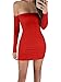 TOB Women's Sexy Off Shoulder Backless Lace Up Club Bodycon Mini Dress,Red,Medium