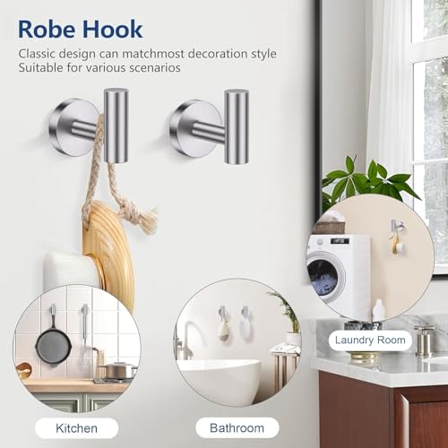 Bathroom Towel Bar Holder Sets, 5 Piece, Brushed Nickel Bathroom Hardware Set, Stainless Steel Toilet Paper Holder with Shelf Bathroom Accessories Kit Wall Mounted (Silver)