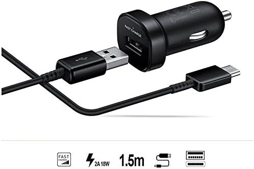 FAST Adaptive 18W ZUK Z2 Pro Quick Charge Car Charger with 5ft/1.5M USB Type-C Plug-In Cable (Black)