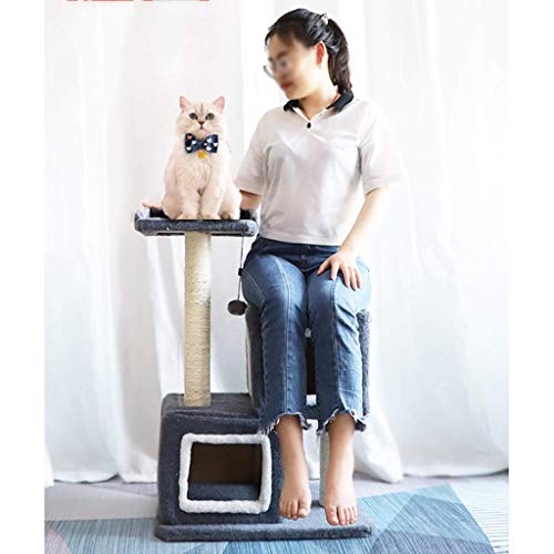 FTFDTMY-Double-Nest-Cat-Klettergerst-kleine-Sisal-Column-Jump-Platform-Kratzbaum-Haushaltsspielzeug-Cat-Scratch-Board-Yan-Farbe-Grau