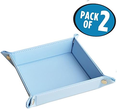 Key Phone Coin Box Valet Tray Change Bedside Storage Box Candy Plate--2 PCS (Blue)