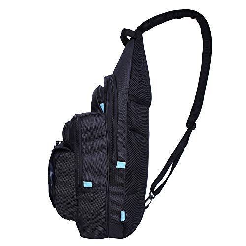 Kylebooker Fishing Pack Fishing Crossbody Gear Storage Shoulder Bag (Black with Blue)