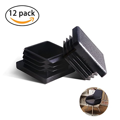 DEALIKEE 1 1/4" Square Tubing Plastic Plug, 1.25 Inch Anti slip Chair Leg Caps Pipe Tubing End Cap, Fence Post Pipe Finishing Caps Insert Chair Glide (12 Pack)