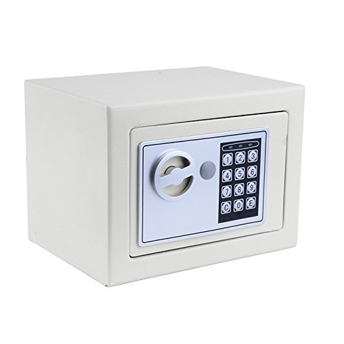 Modrine Digital Electronic Security Safe Box with Deadbolt Lock Wall-Anchoring Design for Jewelry Money Cash Valuables (Black) (White)