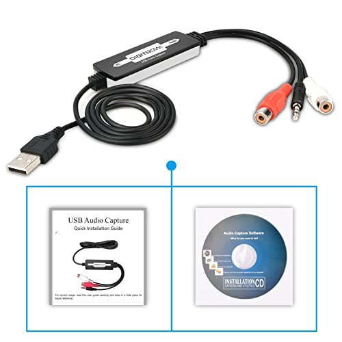 DIGITNOW USB Audio Capture Card Grabber for Vinyl Cassette Tapes to
