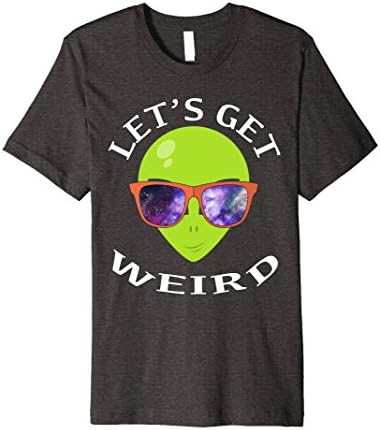 Mens Let's Get Weird Alien Galaxy Print Rave Festival Shirt Medium Dark Heather
