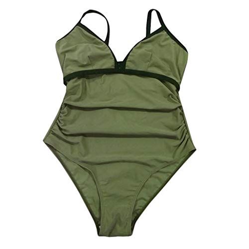 Maternity Tankini, Plus Size Women's Pregnant Solid Color Swimsuit Solid Strappy Swimsuit Bikinis Halter Pregnant V Neck Backless Beachwear lkoezi (S, Green) - Thumbnail 4