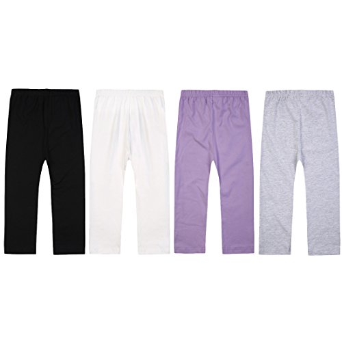 MyKazoe Girls Seamless Capri Leggings (Set of 4) (9, Basics (Black, Grey, White, Lavender))