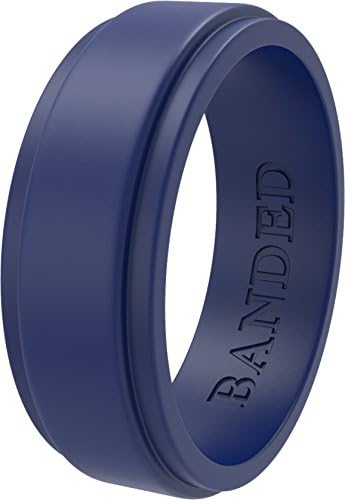 BANDED GLORY Silicone Wedding Ring Rubber Wedding Bands for Men & Women - Skin Safe, Soft, Comfortable - 5.5mm & 8.7mm Wide