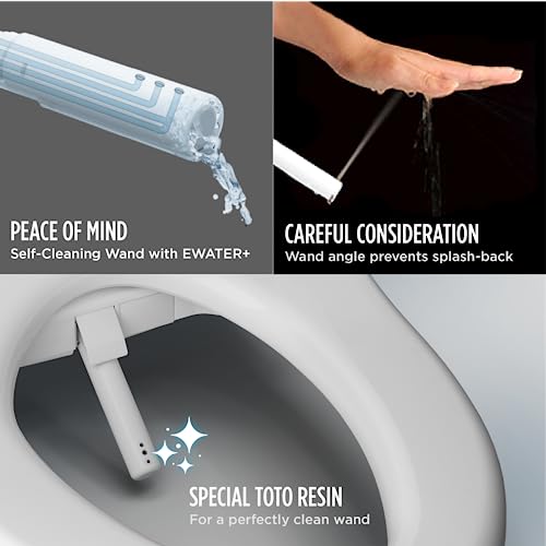 TOTO® WASHLET®+ S7A Electronic Bidet Toilet Seat with EWATER+® Bowl and Wand Cleaning, Auto Open and Close Contemporary Lid, Elongated, Cotton White - SW4736AT40#01