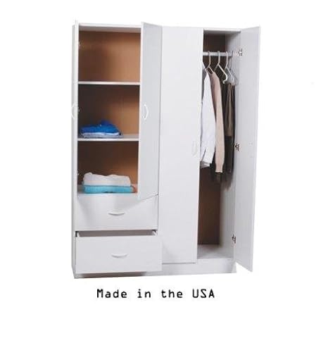 Ready To Assemble 48 Inch 4 Door Wardrobe Closet Bedroom Armoire