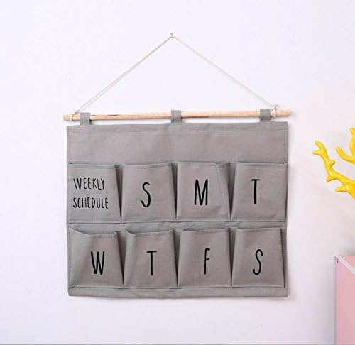 Fabric Wall Door Closet Hanging Storage Bag Organizer,Gray(6 Pockets)