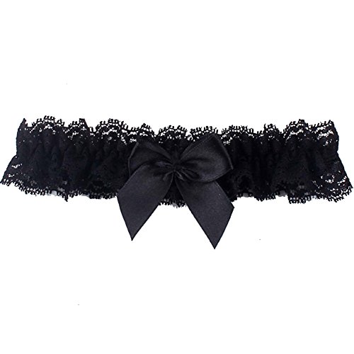 Black Bridal Garter with Bow for Bride Toss Garter Lace Wedding Garter Plus Size
