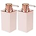 mDesign Square Plastic Refillable Liquid Soap Dispenser Pump Bottle for Bathroom Vanity Countertop, Kitchen Sink - Holds Hand/Dish Soap, Hand Sanitizer, Essential Oil - 2 Pack - Light Pink/Rose Gold