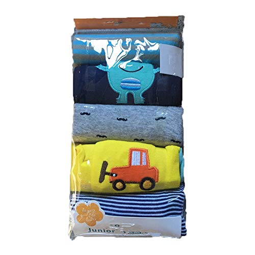 Monvecle Baby Boy 5 Pack Newborn to Toddler Cotton Long Cartoon Pants Gift Set 9M