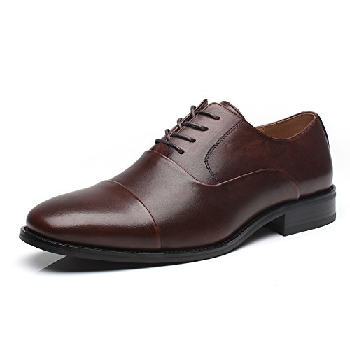 La Milano Mens Leather Cap Toe Oxfords Lace Up Classic Formal Business Casual Dress Shoes