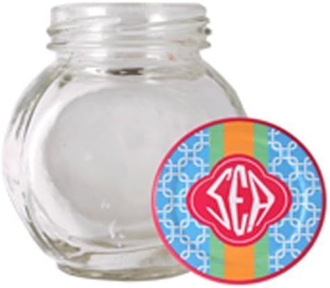 1pce Round Glass Jar with Printed Inspirational Metal Lid in Beach Theme 8x6cm - RED SEA LID